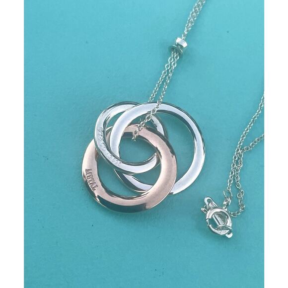 Tiffany & Co. Rubedo Metal Silver Interlocking 1837 Circle Chain Necklace - Picture 7 of 13